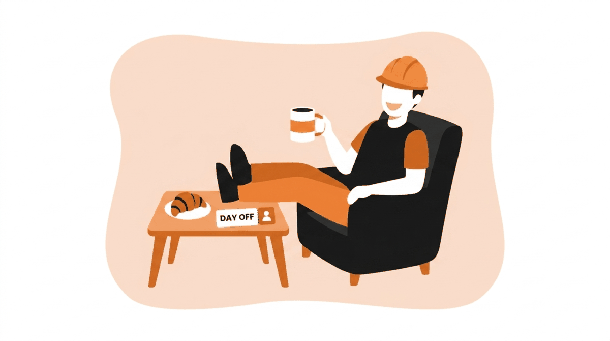 Safety incentive ideas: worker enjoying an extended break reward with coffee and a pastry