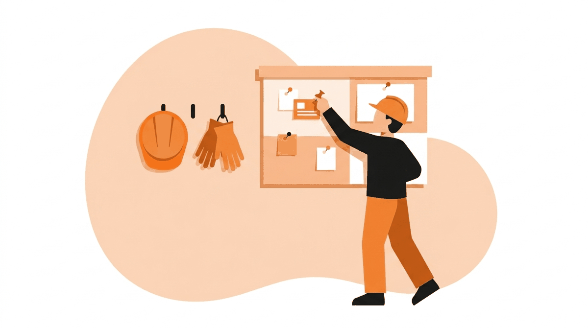 Why use safety quotes: worker pinning a short quote card to a workplace bulletin board